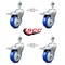 Service Caster 4 Inch Blue Polyurethane Swivel 12mm Stem Caster Set with Total Lock Brake SCC-TSTTL20S414-PPUB-BLUE-M1215-4 - alternate 2
